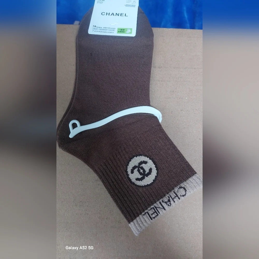 Women's Chanel chocolate& Beige ankle Socks women's 7-10